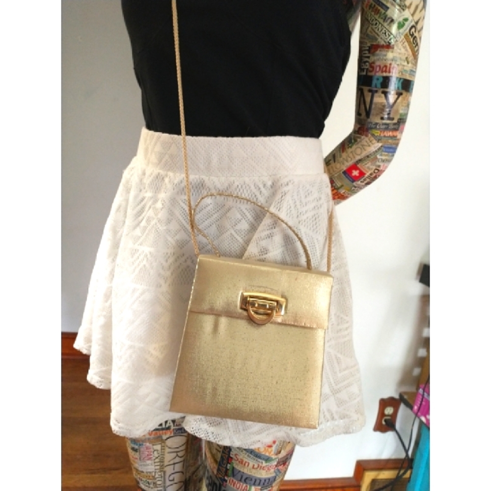 Vintage Gold Shimmer Crossbody Mini Bag